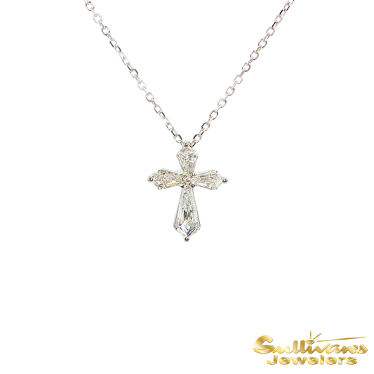 Platinum Diamond Kite Cross Necklace