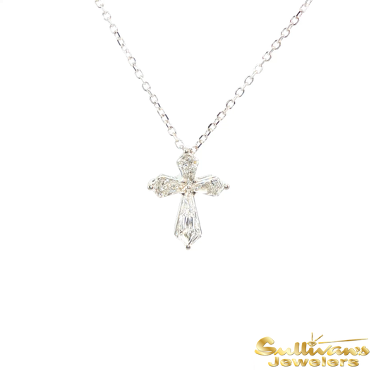 Platinum Diamond Kite Cross Necklace