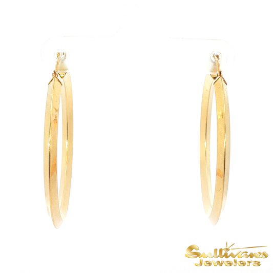 18K Yellow Gold Wedge Hoop Earrings