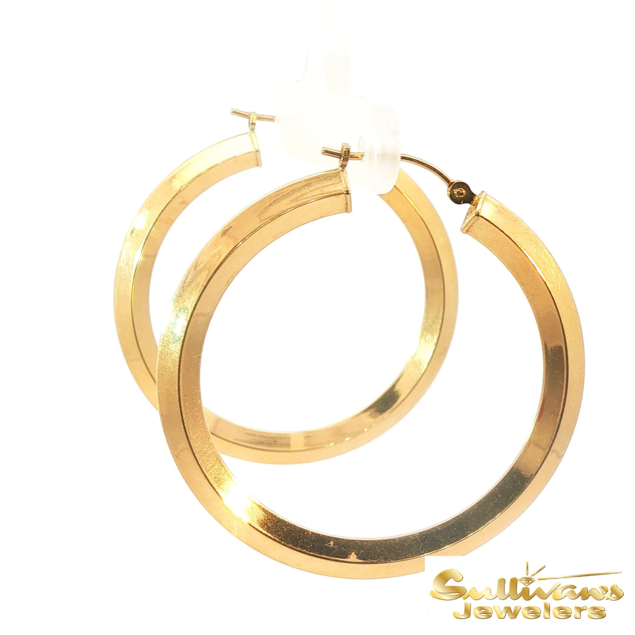 18K Yellow Gold Wedge Hoop Earrings