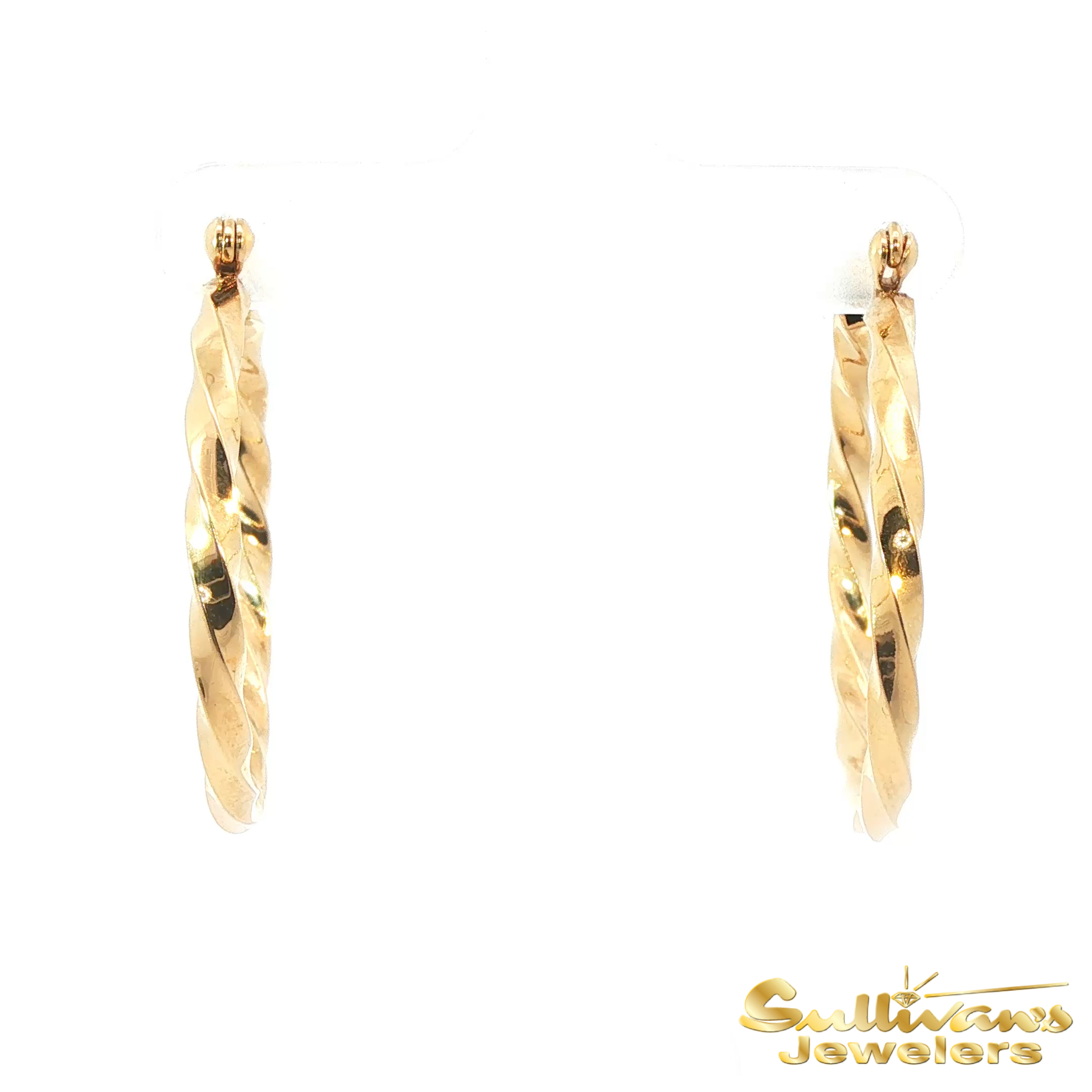14K Yellow Gold Tubular Twist Hoops