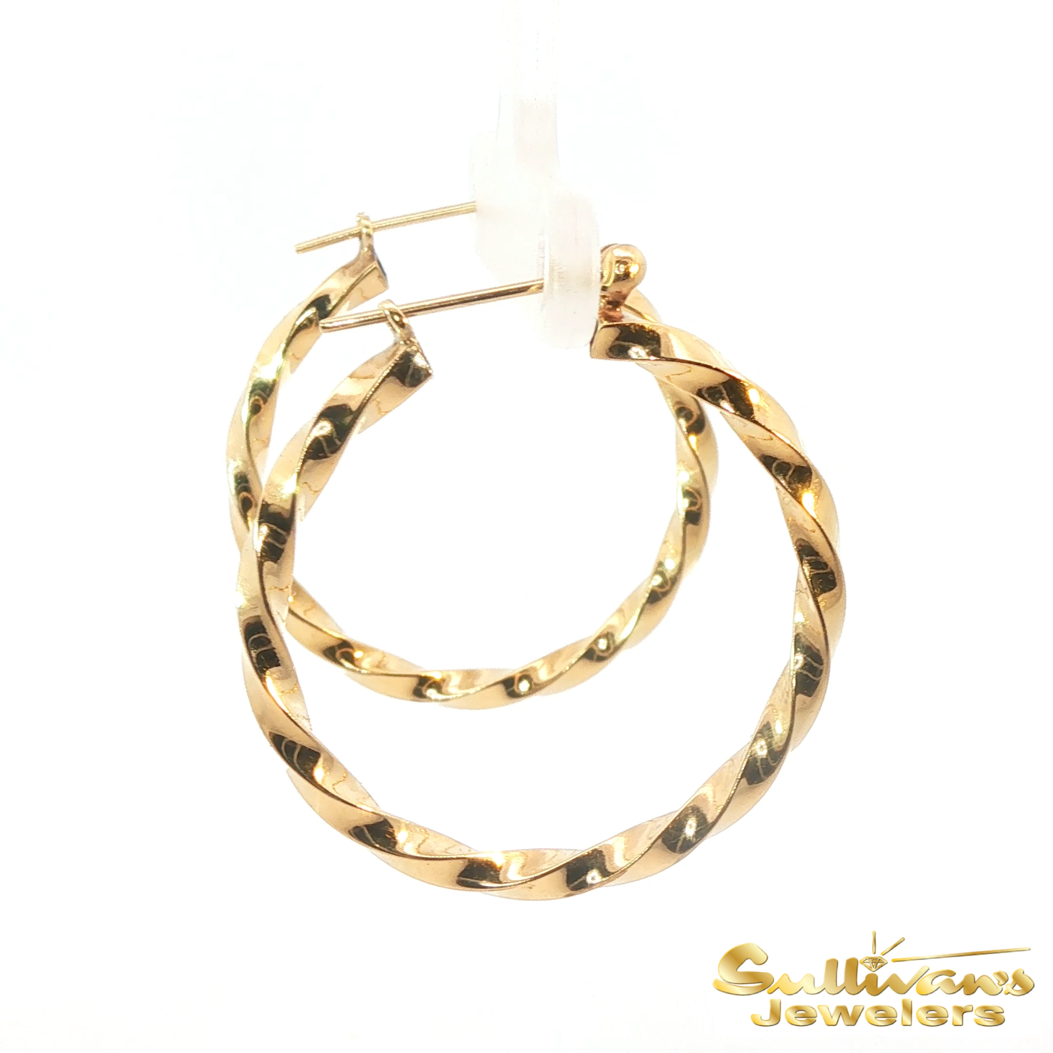 14K Yellow Gold Tubular Twist Hoops