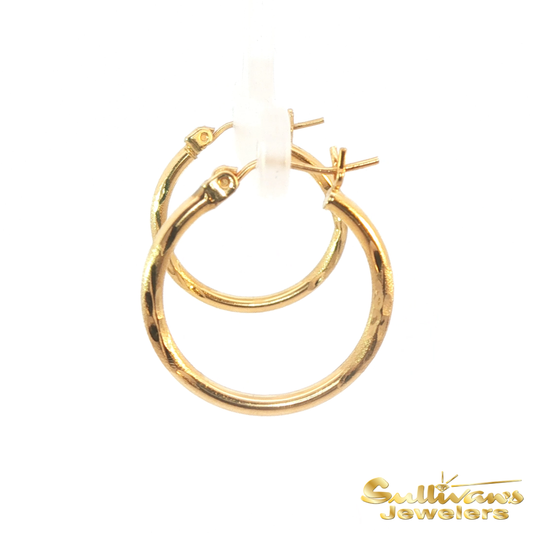 14K Yellow Gold Twisted Hoop Earrings