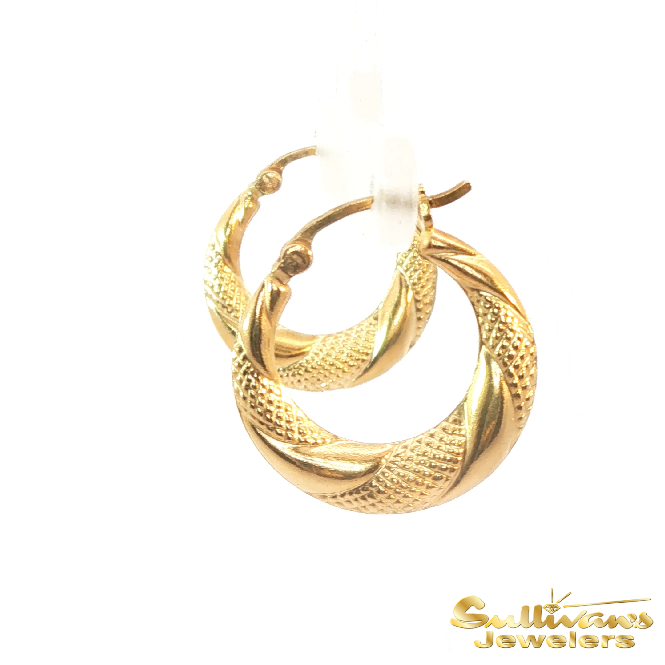 14K Yellow Gold Twisted Hoop Earrings