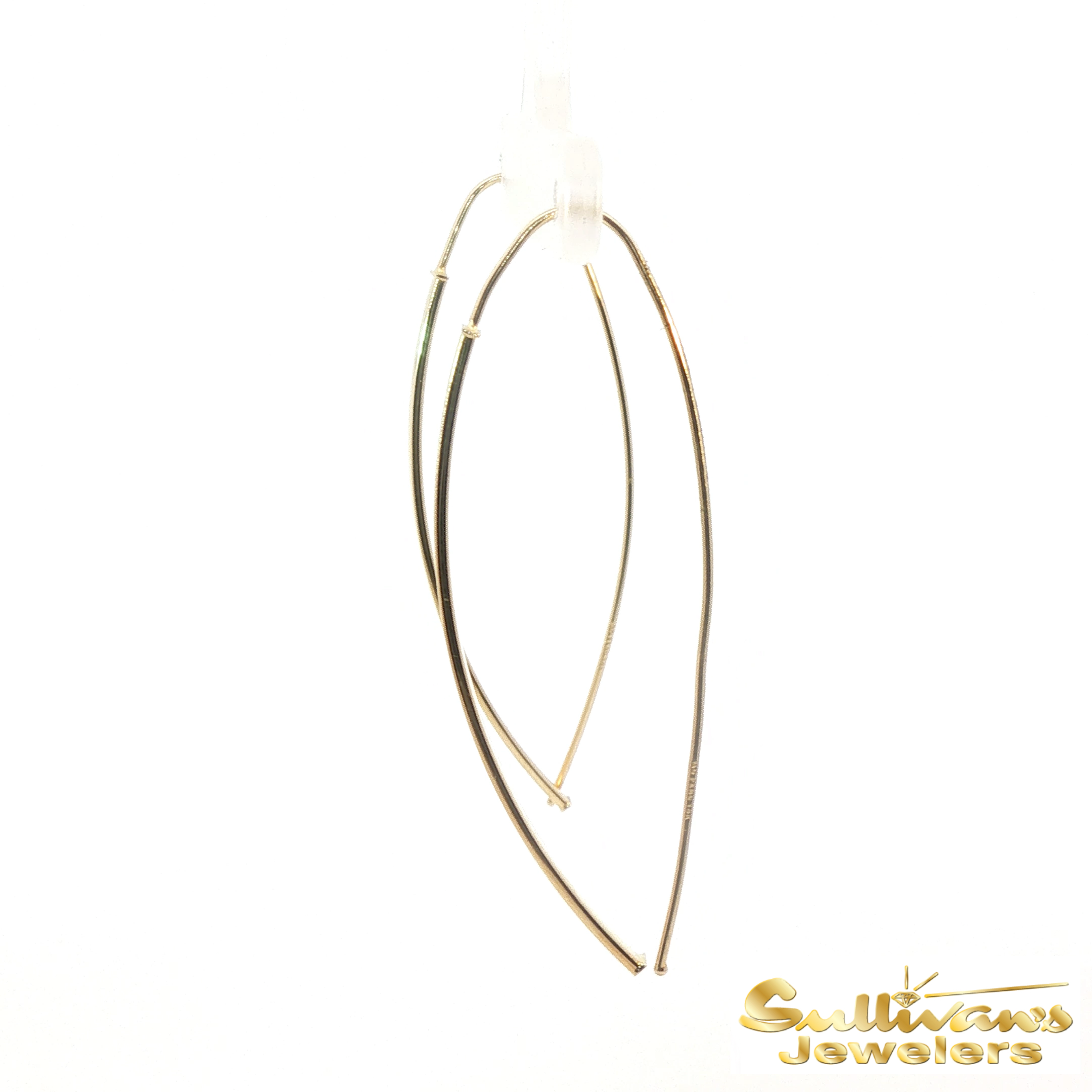 14K Yellow Gold Tube Wire Threader Earrings