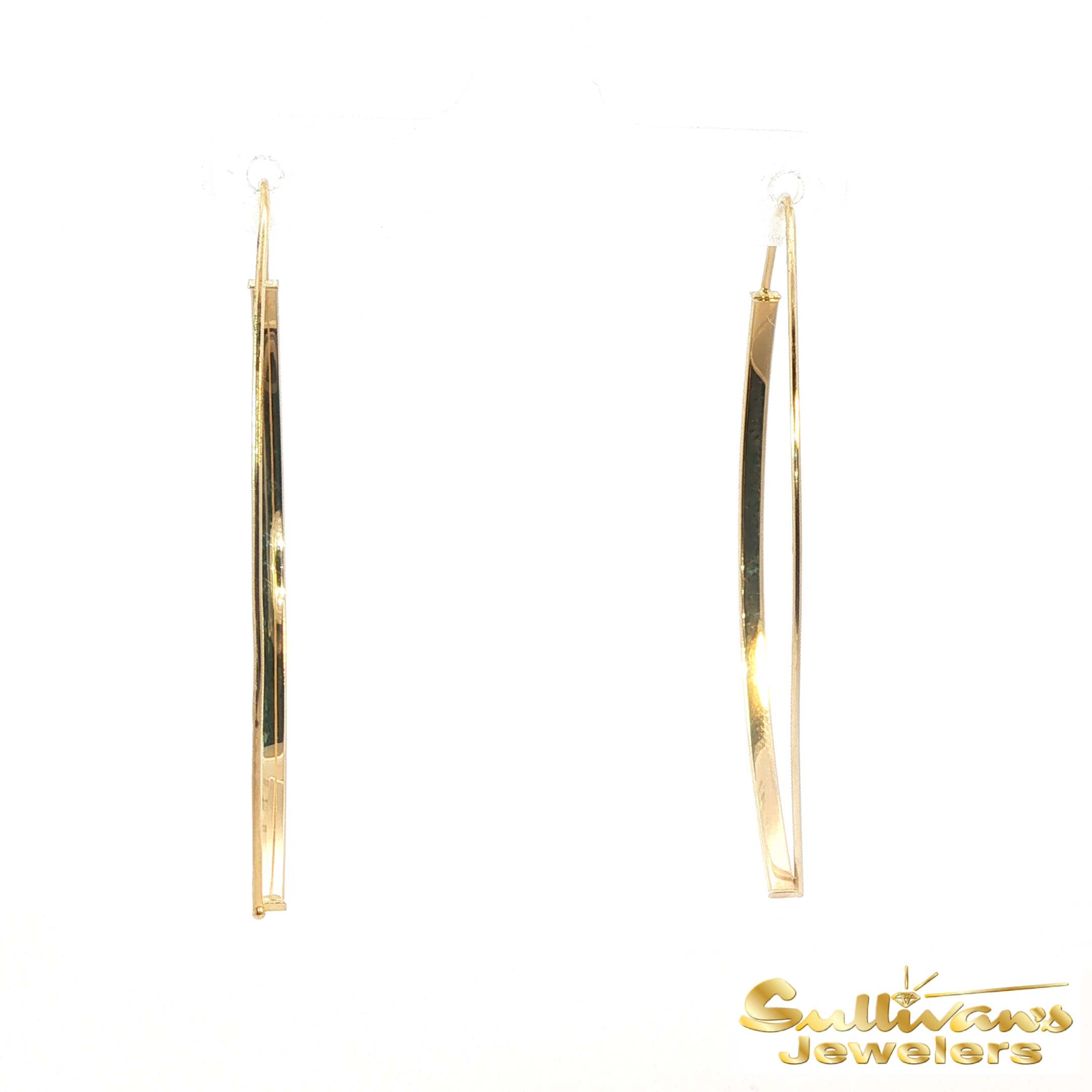 14K Yellow Gold Tube Wire Threader Earrings