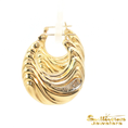 Load image into Gallery viewer, 14K Yellow Gold Puff Diamond Hoop Earrings

