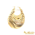 Load image into Gallery viewer, 14K Yellow Gold Puff Diamond Hoop Earrings
