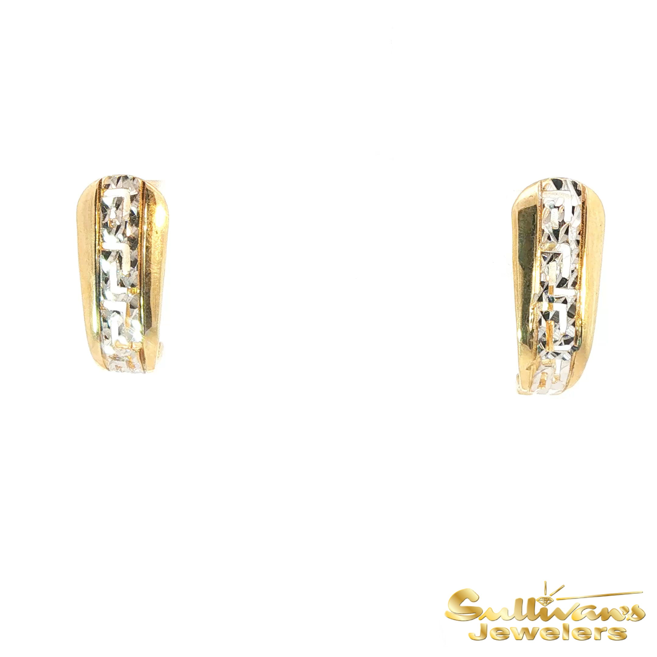 10K Two-Tone Cutout Leverback Earrings