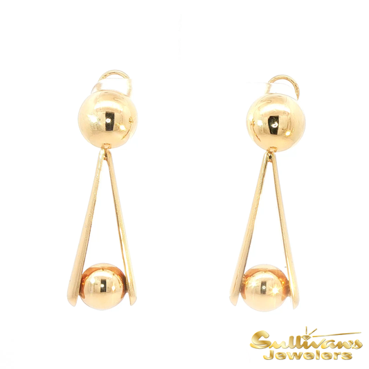 14K Yellow Gold Omega Dangle Earrings