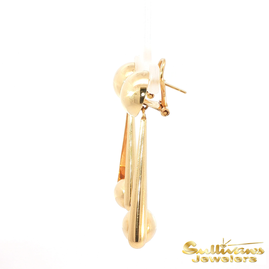 14K Yellow Gold Omega Dangle Earrings