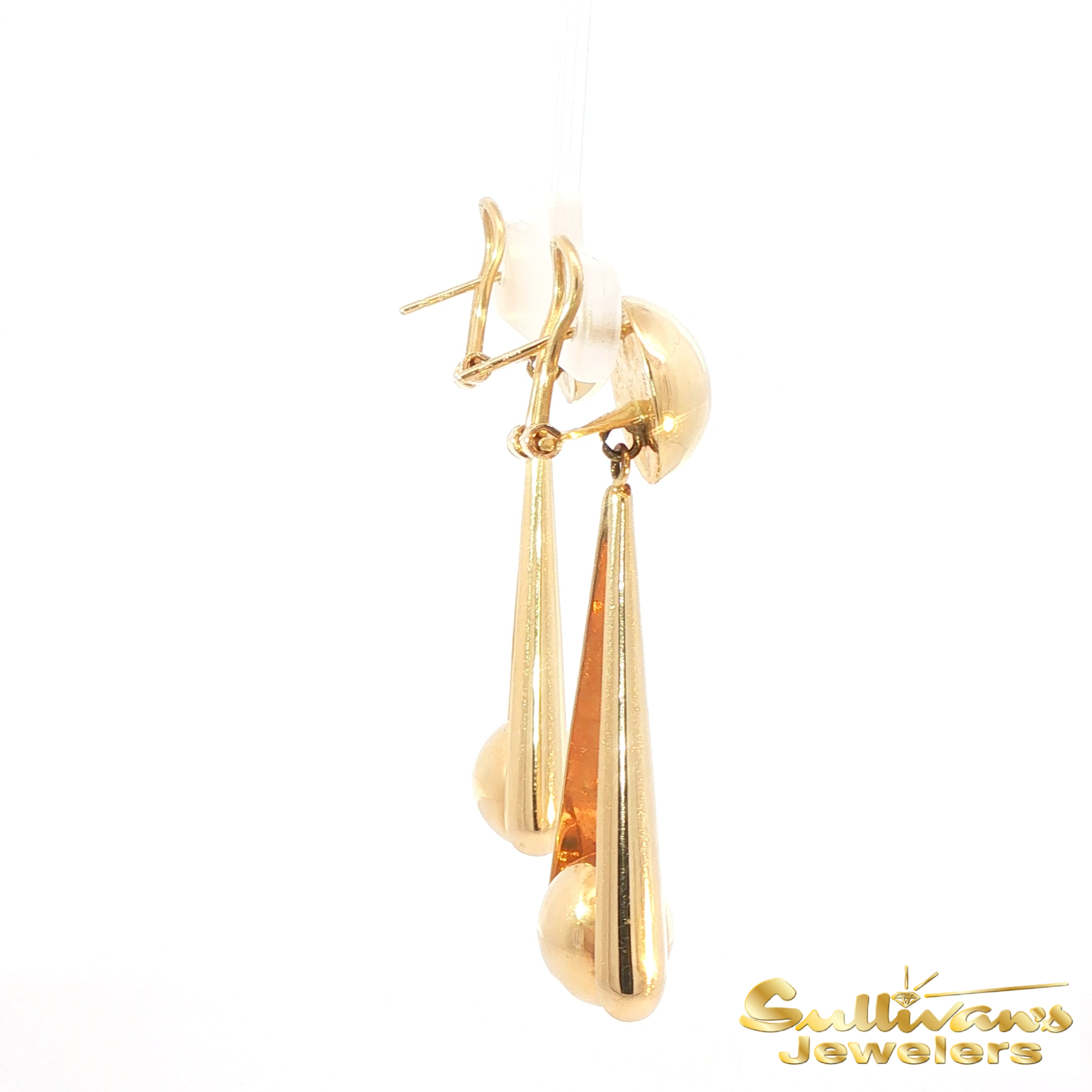 14K Yellow Gold Omega Dangle Earrings