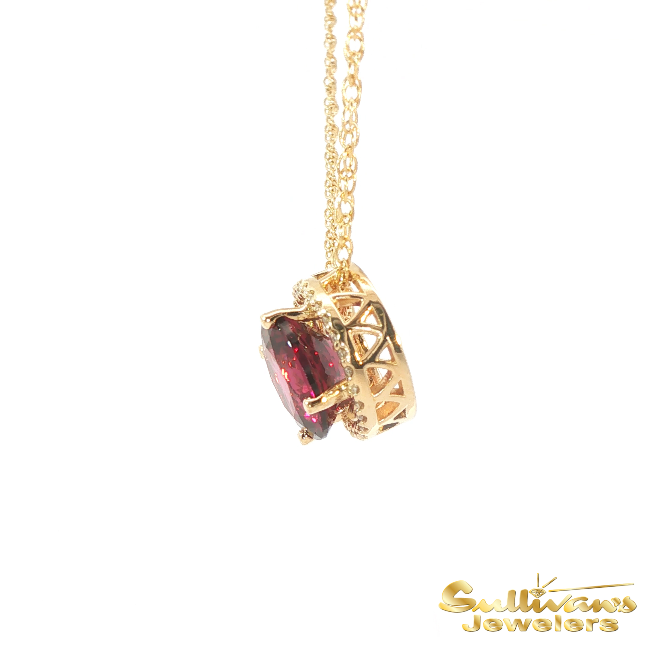 14K Yellow Gold Rhodolite Garnet Halo