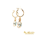Load image into Gallery viewer, 14K Yellow Gold Oval Blue Topaz Dangle Earrings
