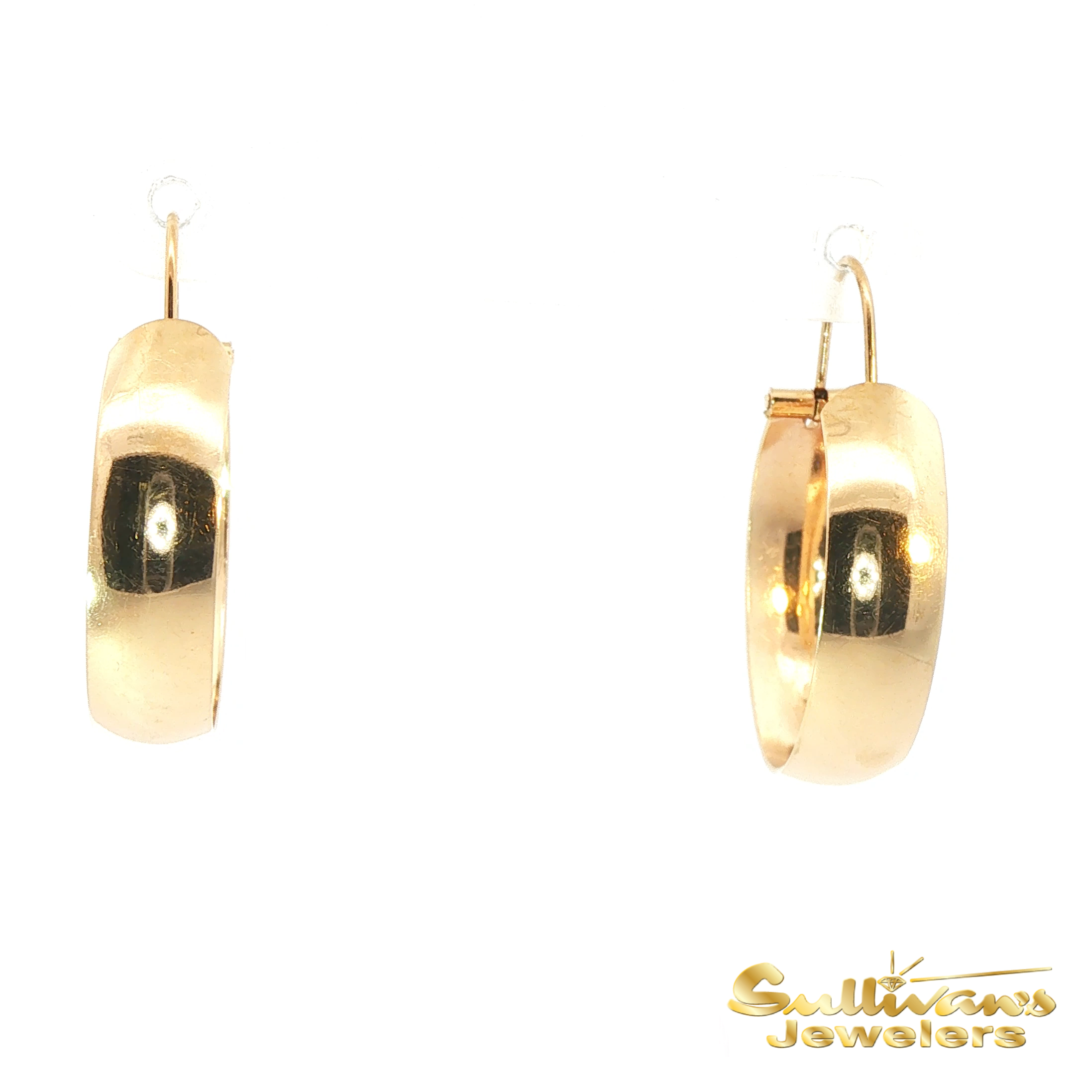 14K Yellow Gold Wide Hoop Earrings