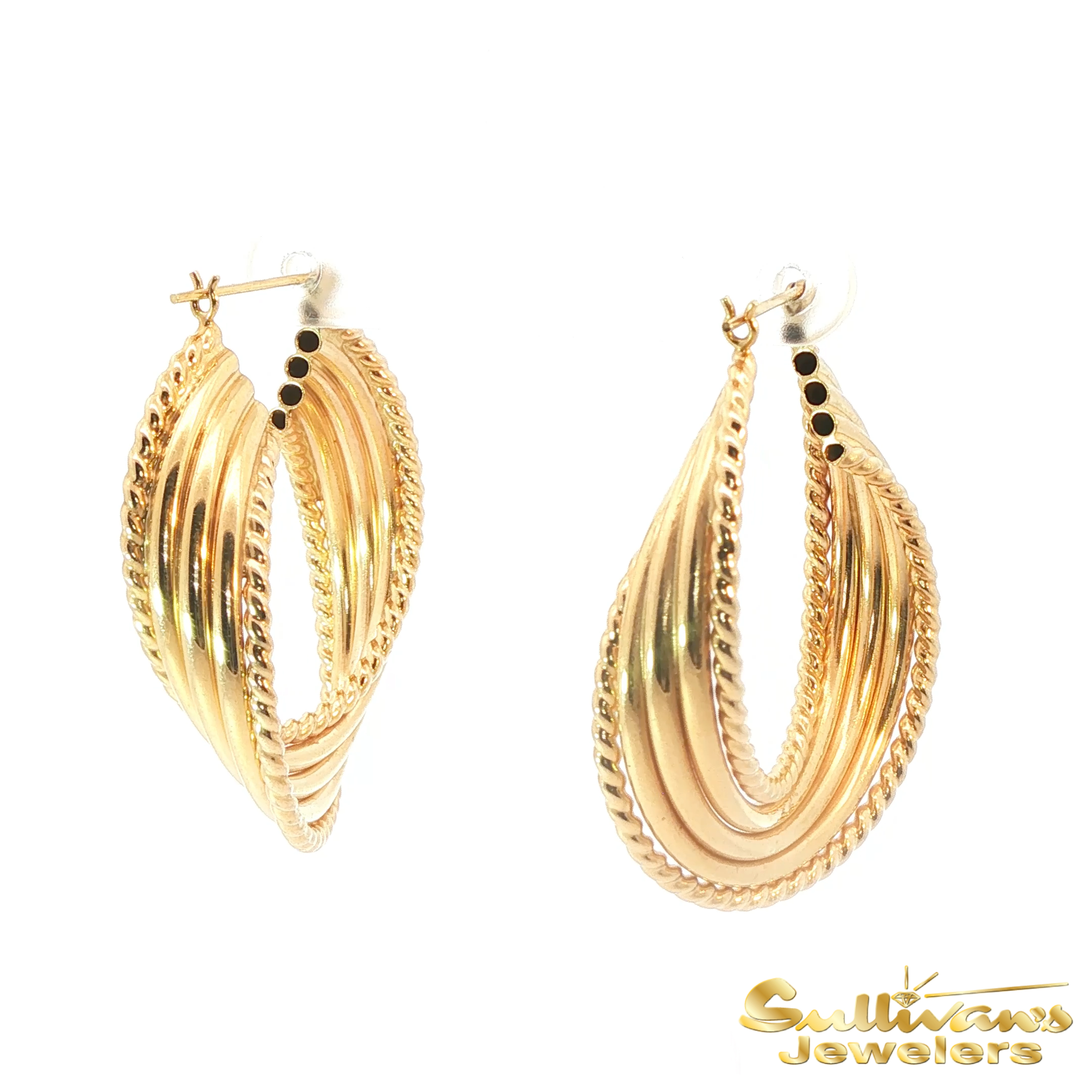 14K Yellow Gold Tube Twist Hoop Earrings