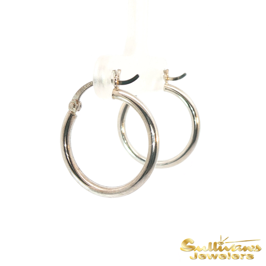 14K White Gold Classic Hoop Earrings