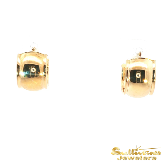 14K Yellow Gold Wide Rimmed Hoop Earrings