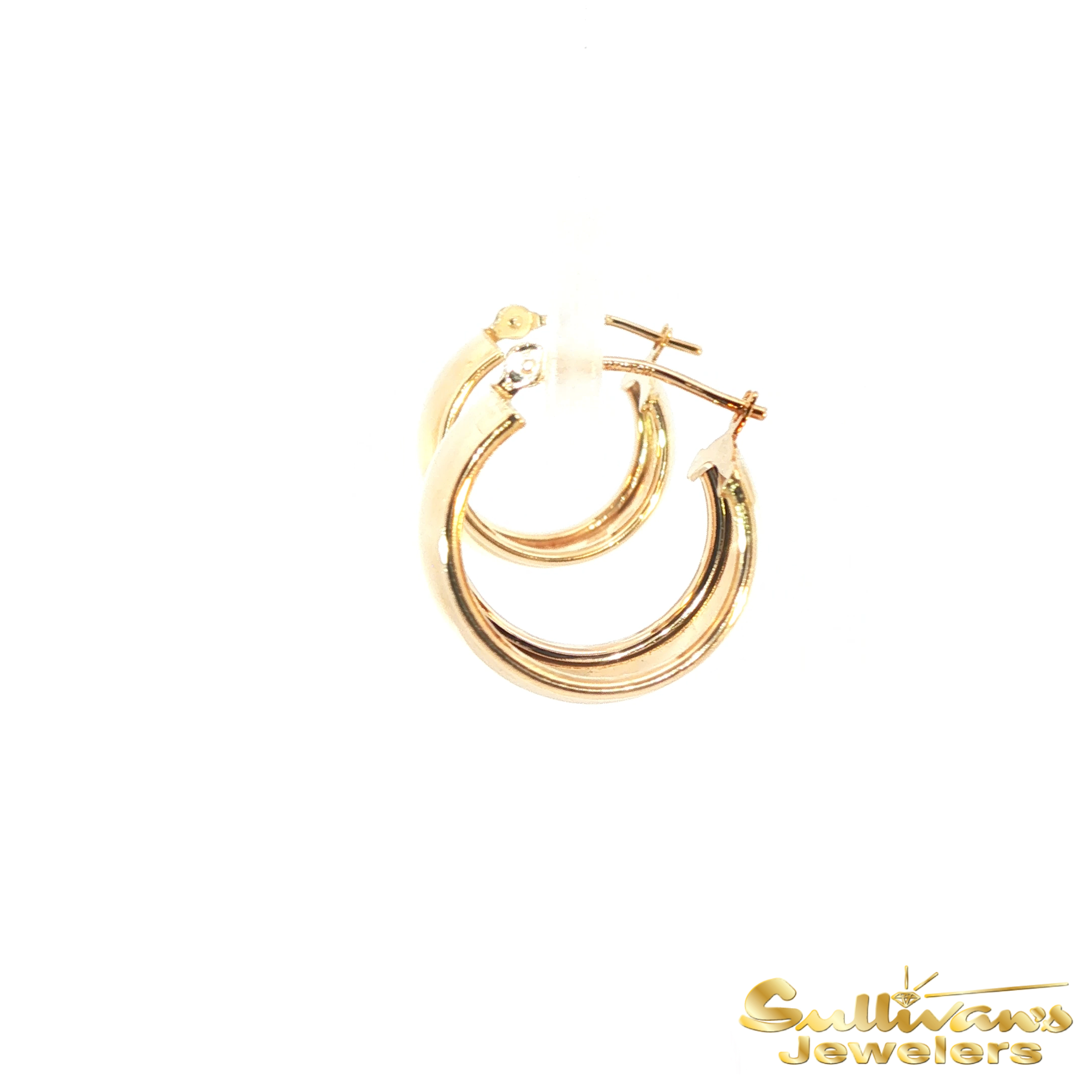14K Yellow Gold Wide Rimmed Hoop Earrings