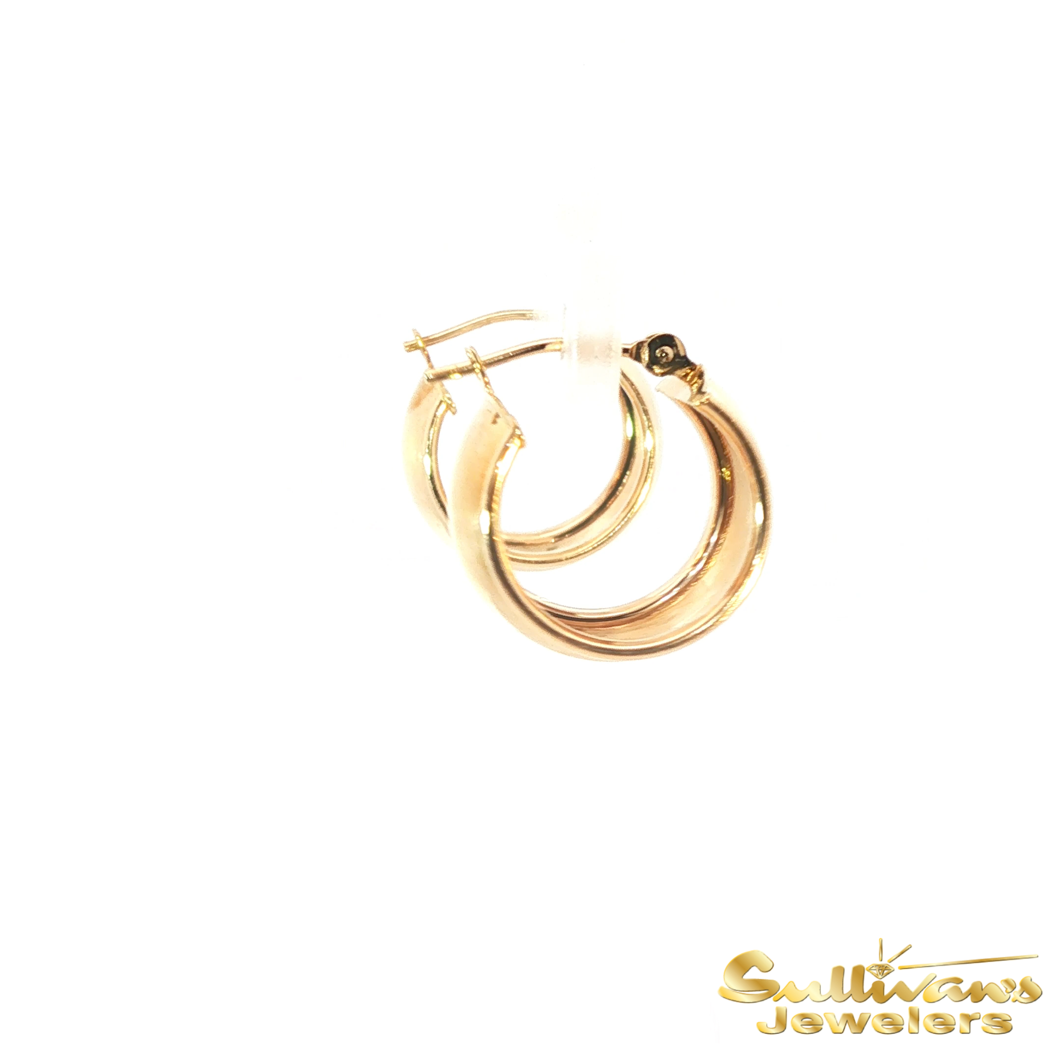 14K Yellow Gold Wide Rimmed Hoop Earrings