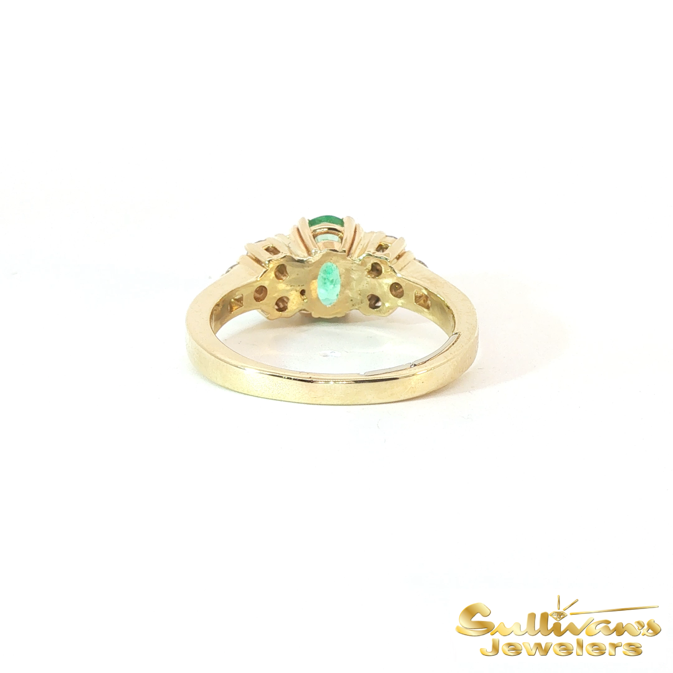 14K Yellow Gold Oval Emerald Ring