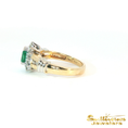 Load image into Gallery viewer, 14K Two Tone Gold Pear-Cut Emerald Halo Ring
