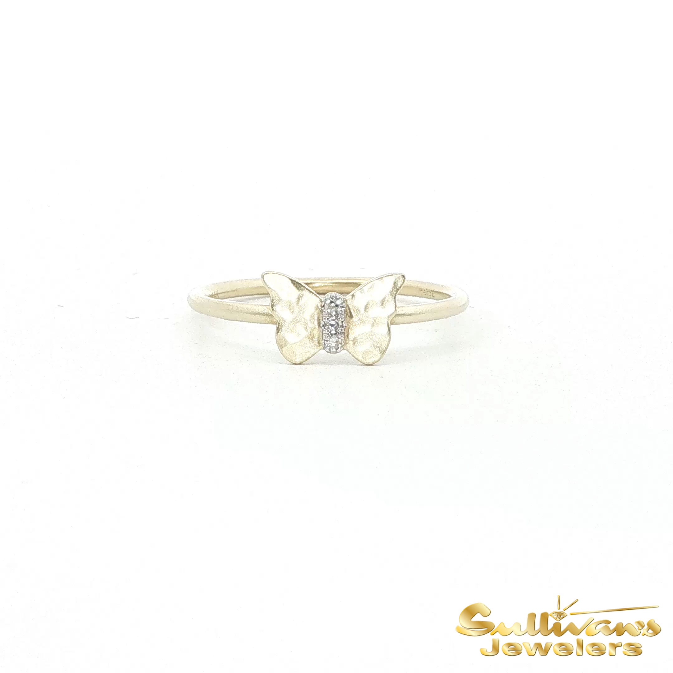 14K Yellow Gold Diamond Butterfly Ring