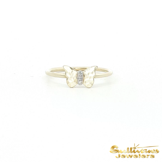 14K Yellow Gold Diamond Butterfly Ring