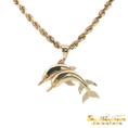 Load image into Gallery viewer, 14K Yellow Gold Double Dolphin Pendant
