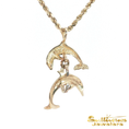 Load image into Gallery viewer, 14K Two-Tone Diamond Dolphin Pendant

