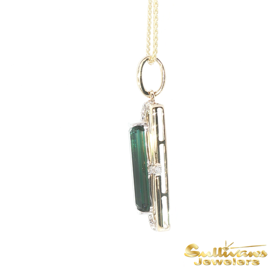 14K Two-Tone Tourmaline Frame Pendant