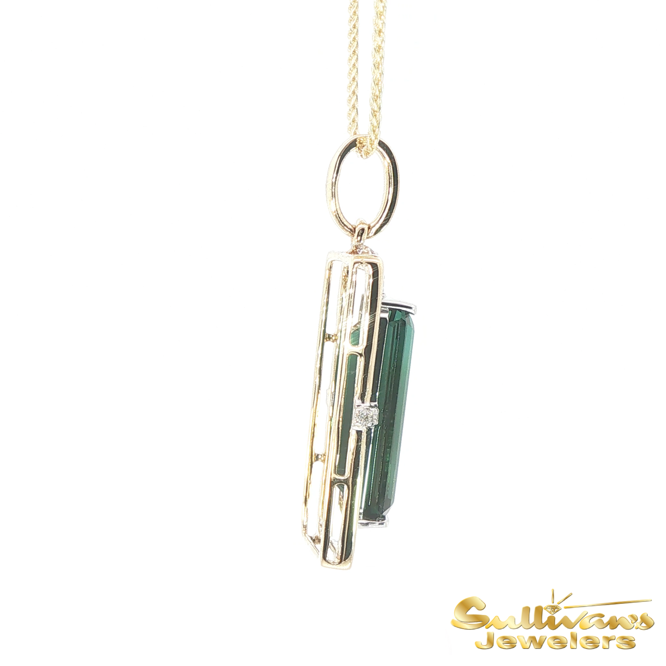 14K Two-Tone Tourmaline Frame Pendant