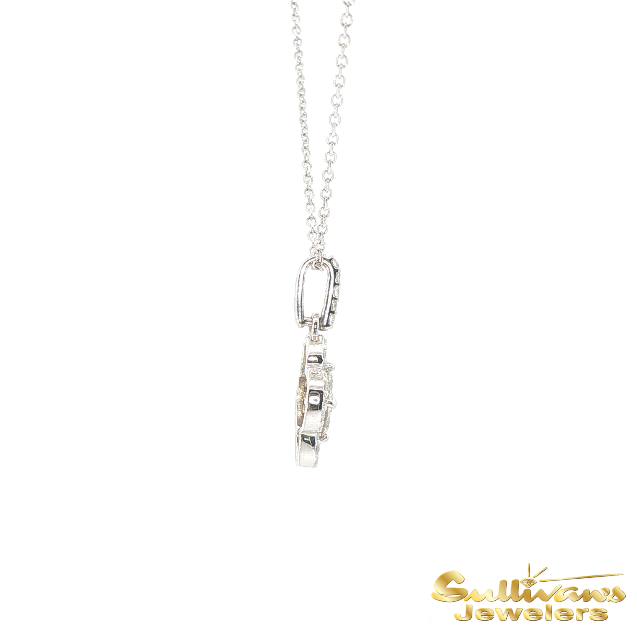 14K White Gold Clover Diamond Cluster Pendant
