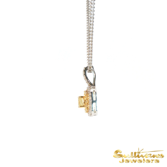 14K Two-Tone Yellow Diamond Halo Pendant