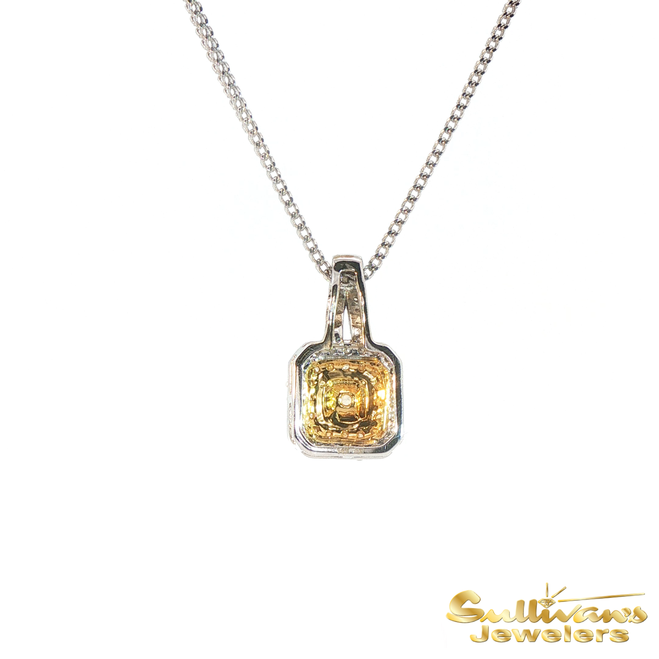 14K Two-Tone Yellow Diamond Halo Pendant
