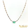 Load image into Gallery viewer, 14K Yellow Gold Emerald Diamond Bar Necklace
