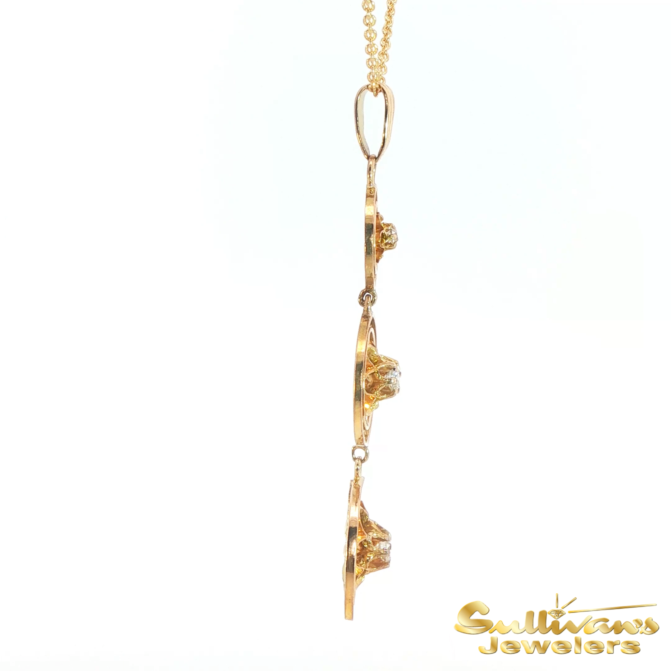 14K Yellow Gold Triple Tier Diamond Pendant