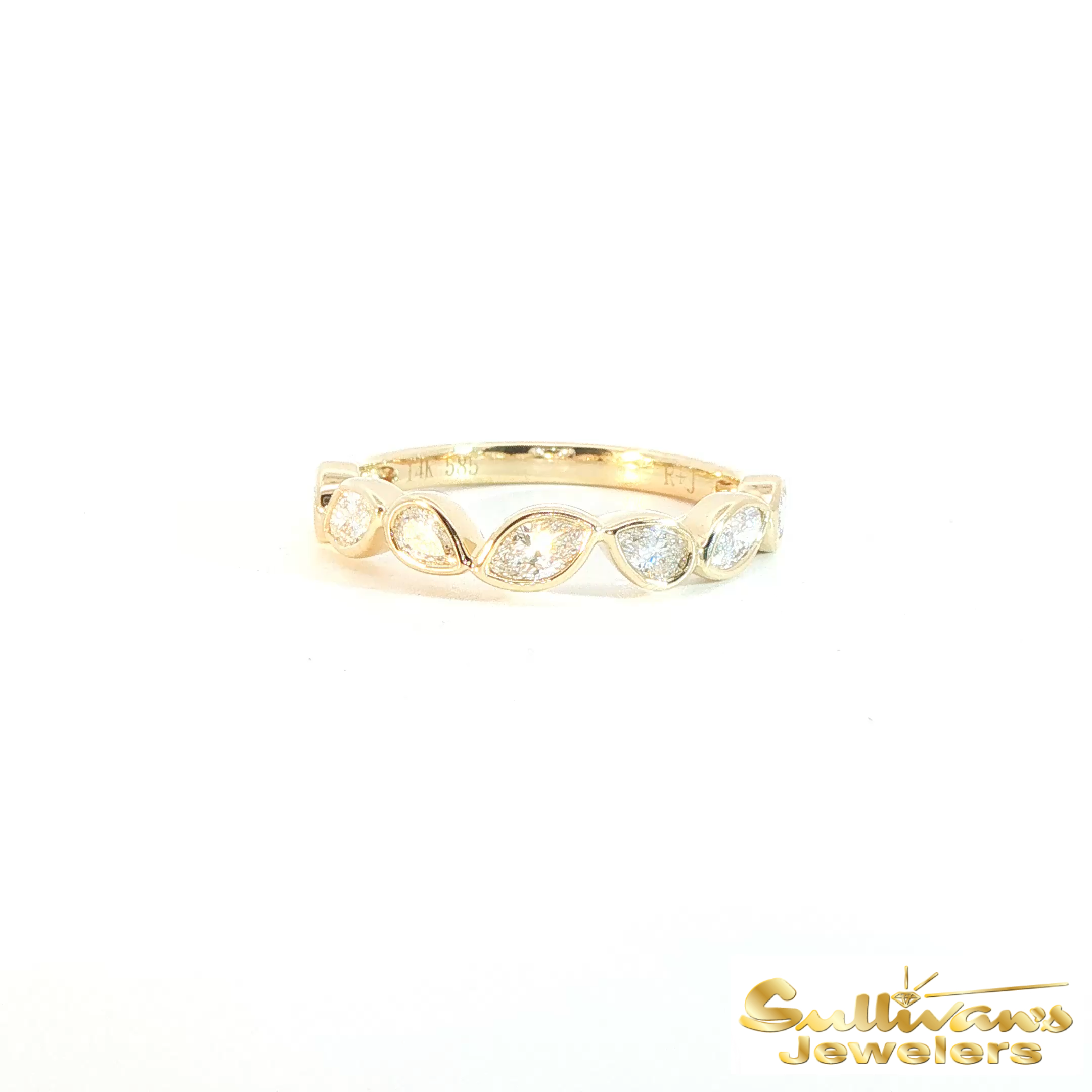 14K Yellow Gold Diamond Bezel-Set Vine Ring