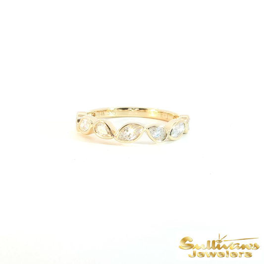 14K Yellow Gold Diamond Bezel-Set Vine Ring