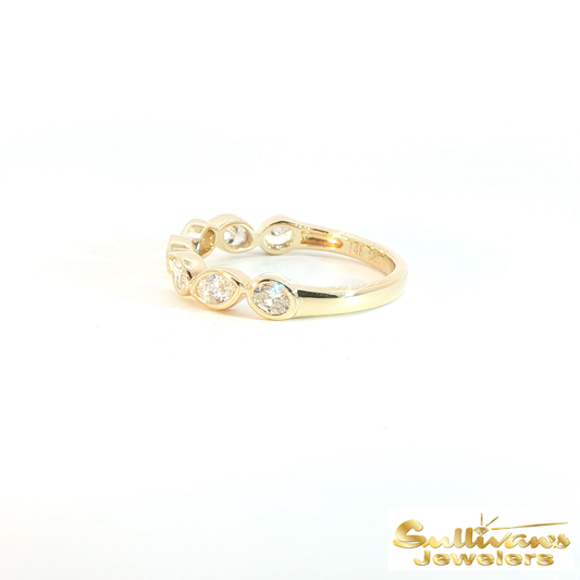 14K Yellow Gold Diamond Bezel-Set Vine Ring