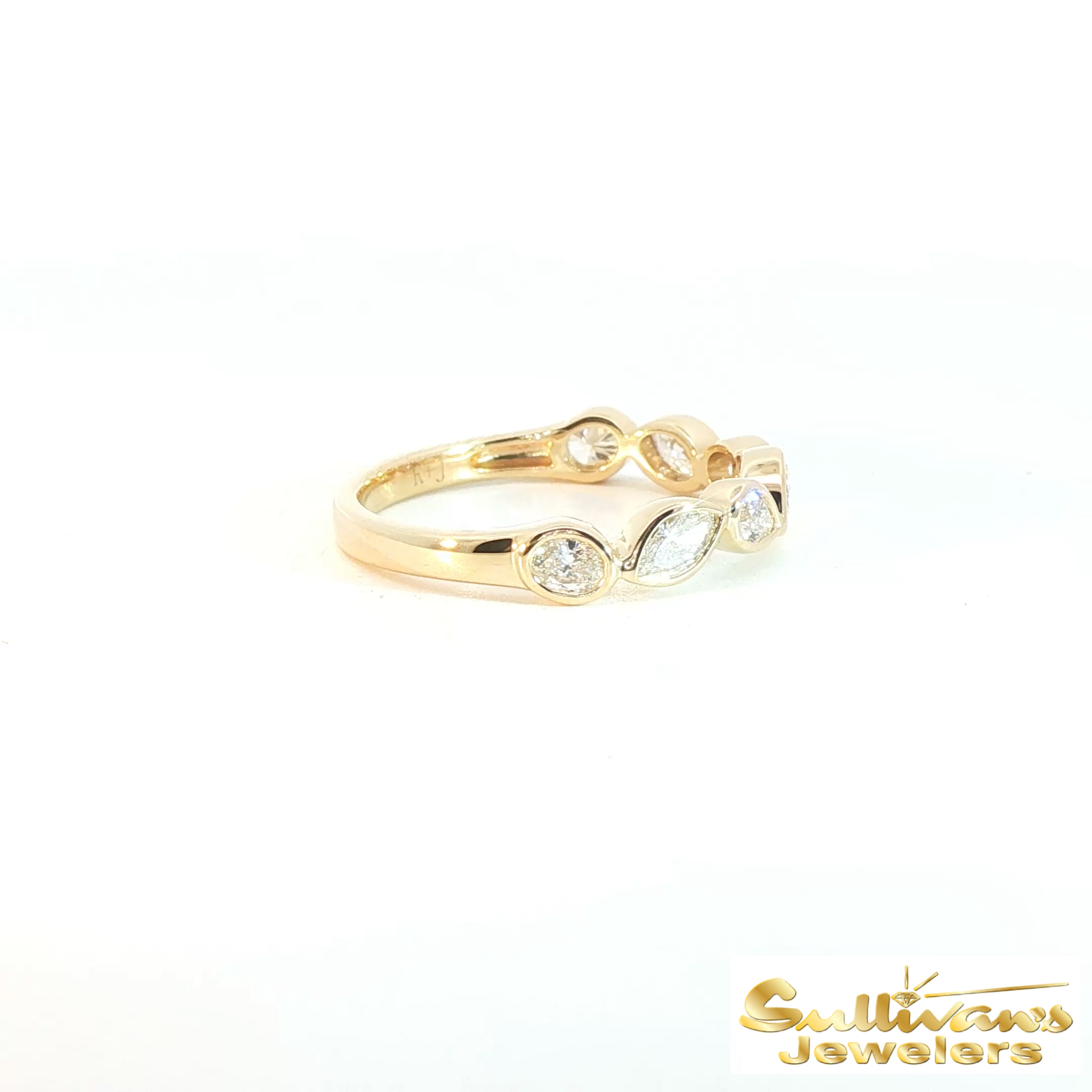 14K Yellow Gold Diamond Bezel-Set Vine Ring