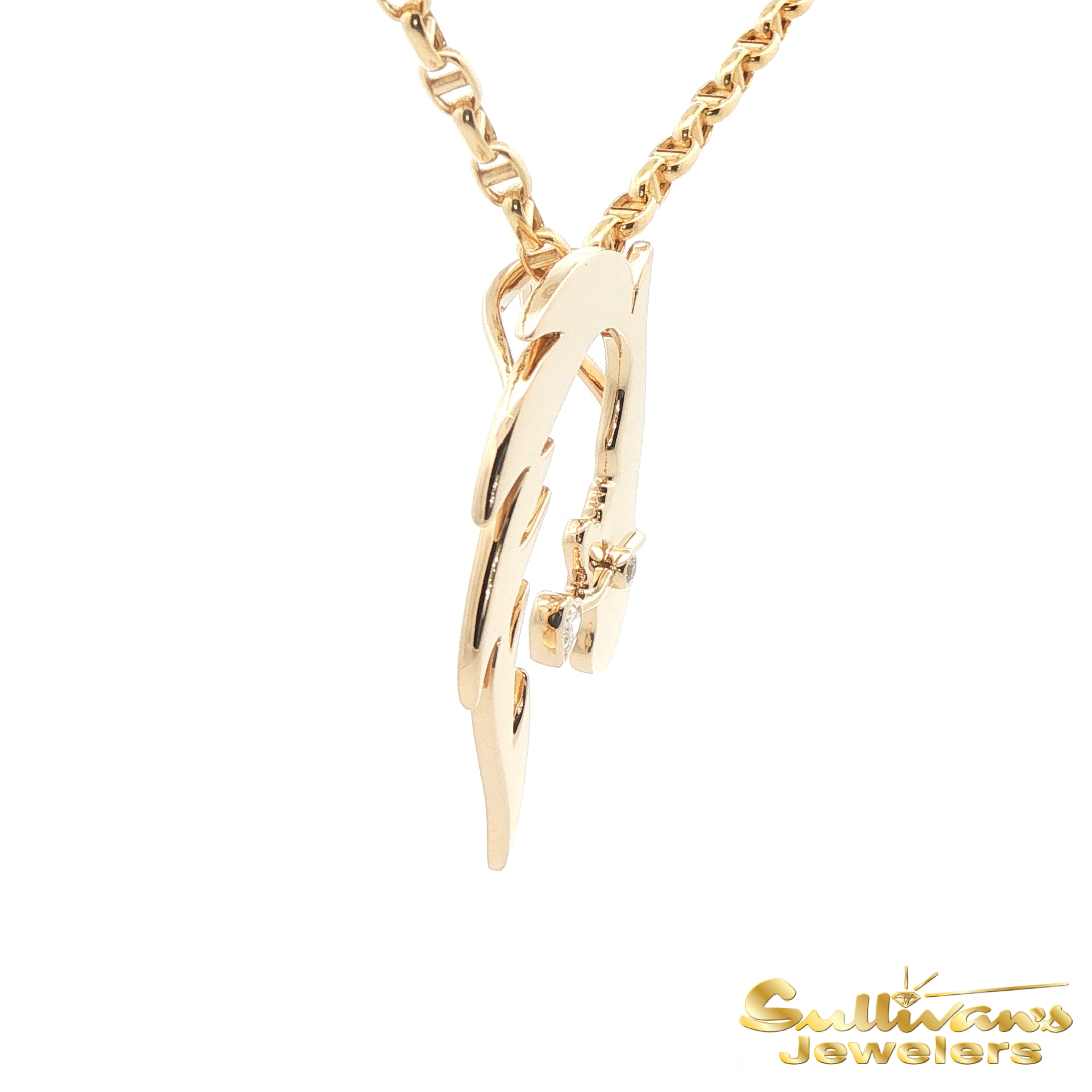 14K Yellow Gold Relentless Equestrian Foundation Horse Pendant with Diamonds