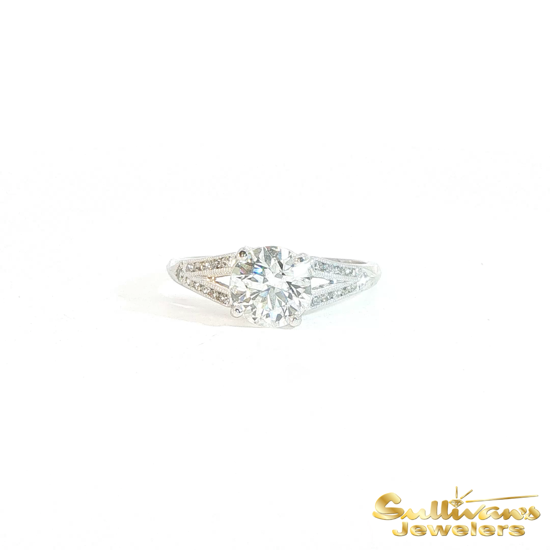 Platinum Vintage Diamond Split-Shank Ring