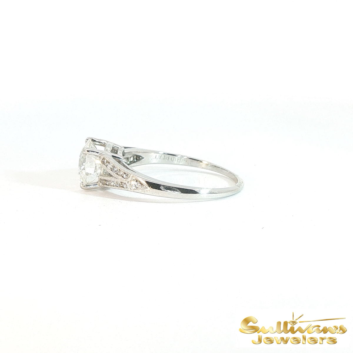 Platinum Vintage Diamond Split-Shank Ring