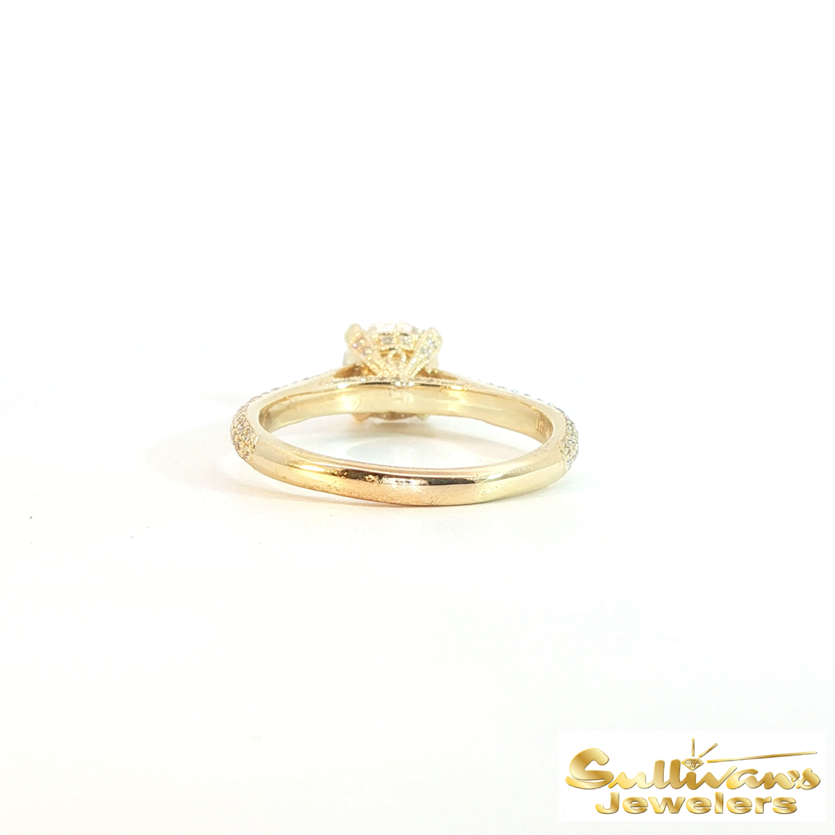 14K Yellow Gold Pave Diamond Engagement Ring
