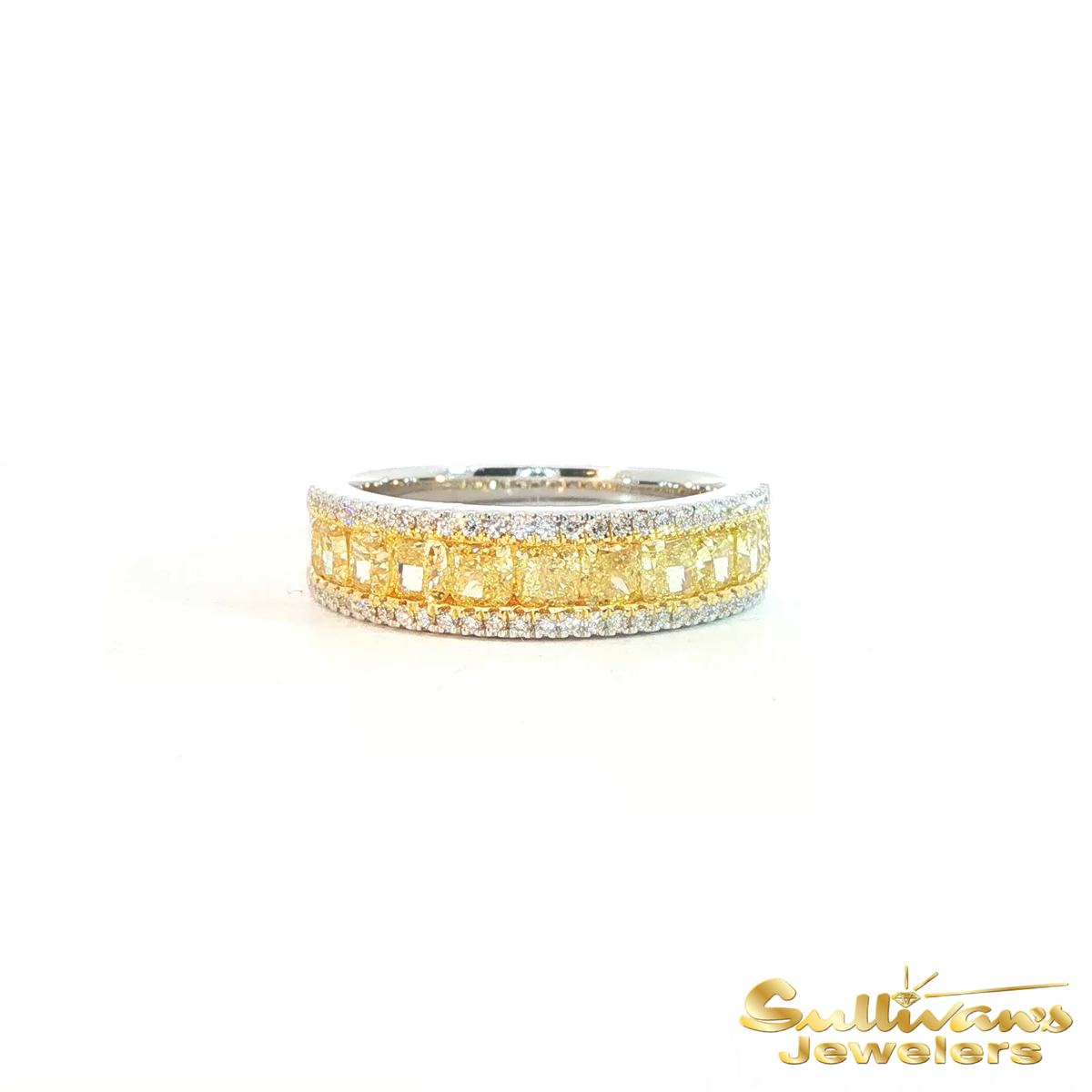 18K Two-Tone Yellow Diamond Band