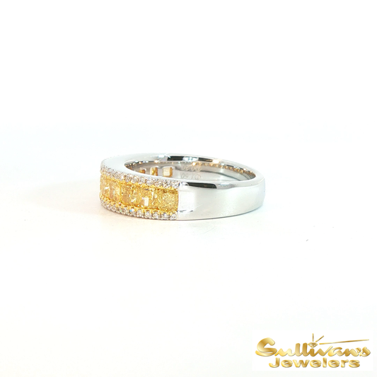 18K Two-Tone Yellow Diamond Band