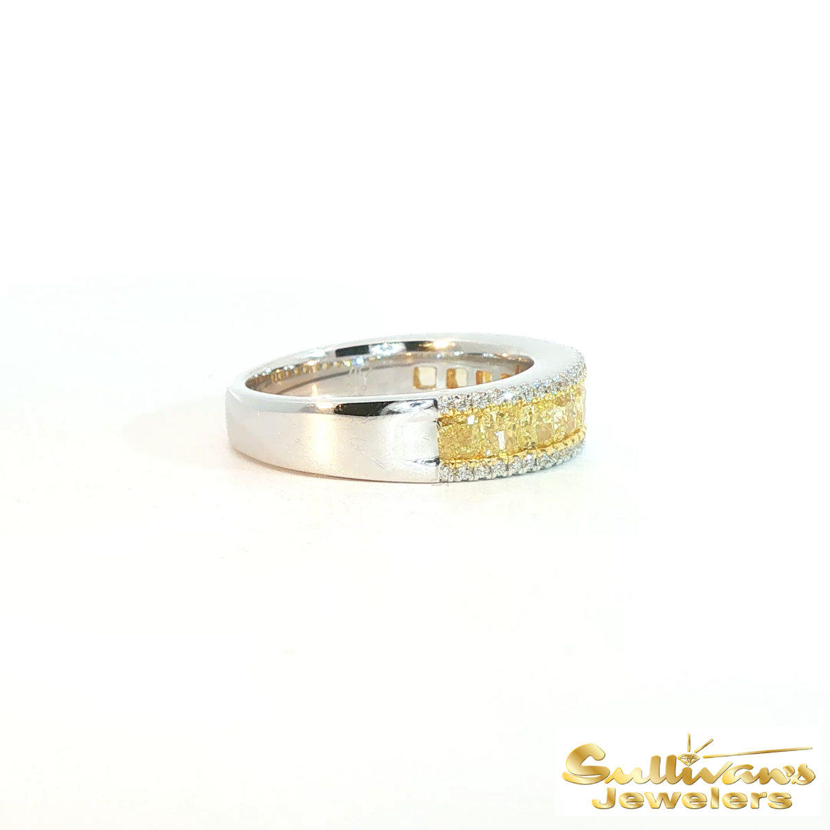 18K Two-Tone Yellow Diamond Band