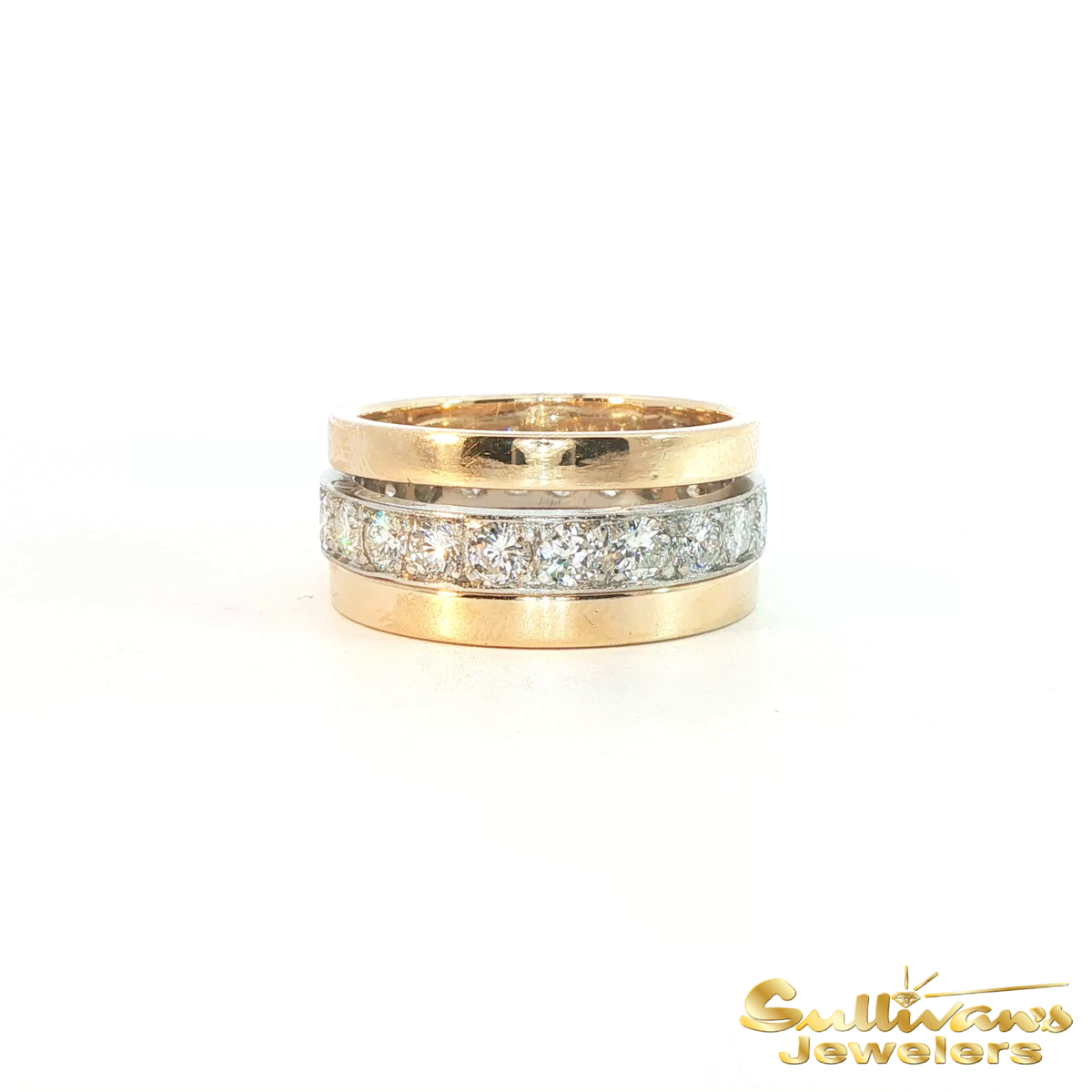 14K Yellow Gold and Platinum Diamond Ring Set
