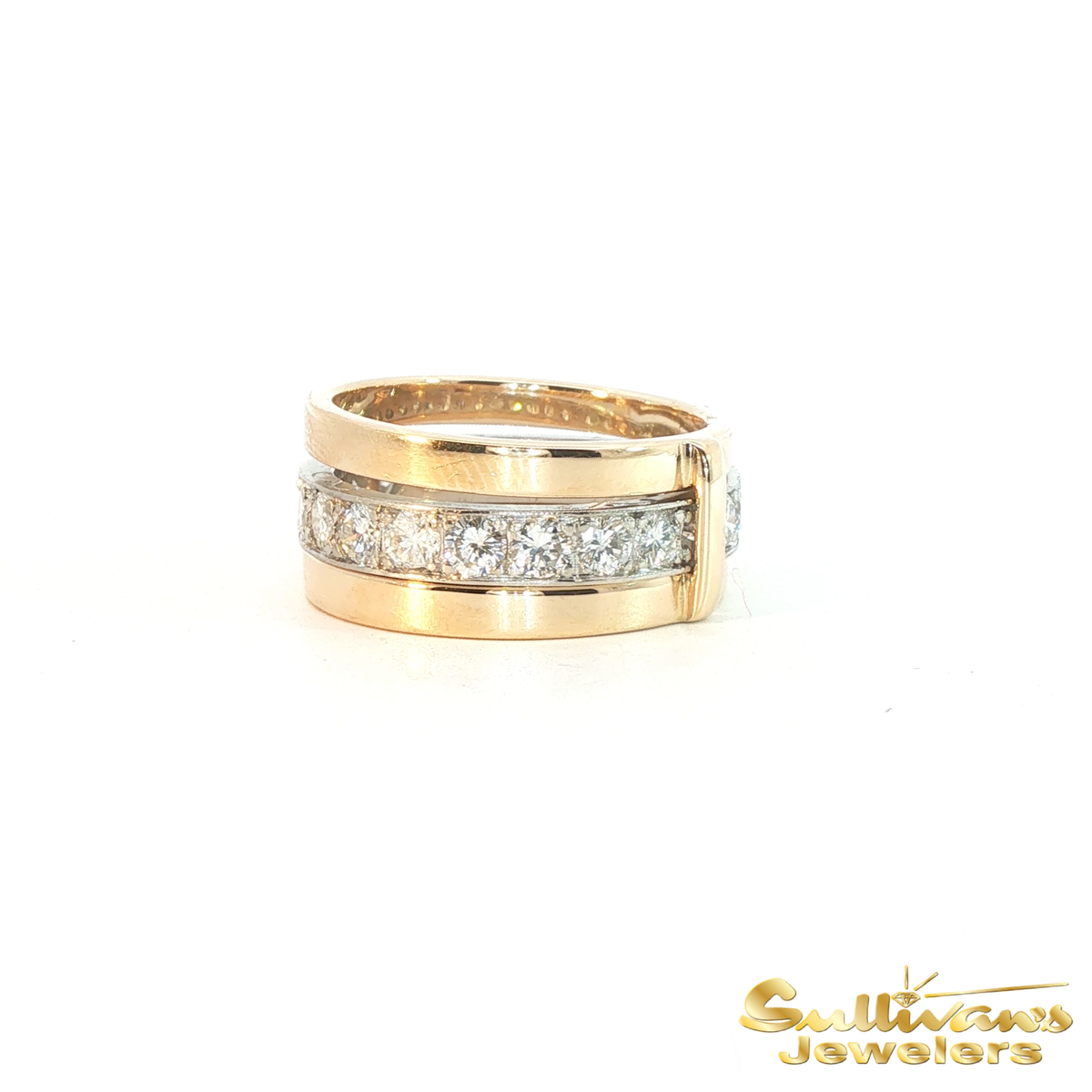 14K Yellow Gold and Platinum Diamond Ring Set